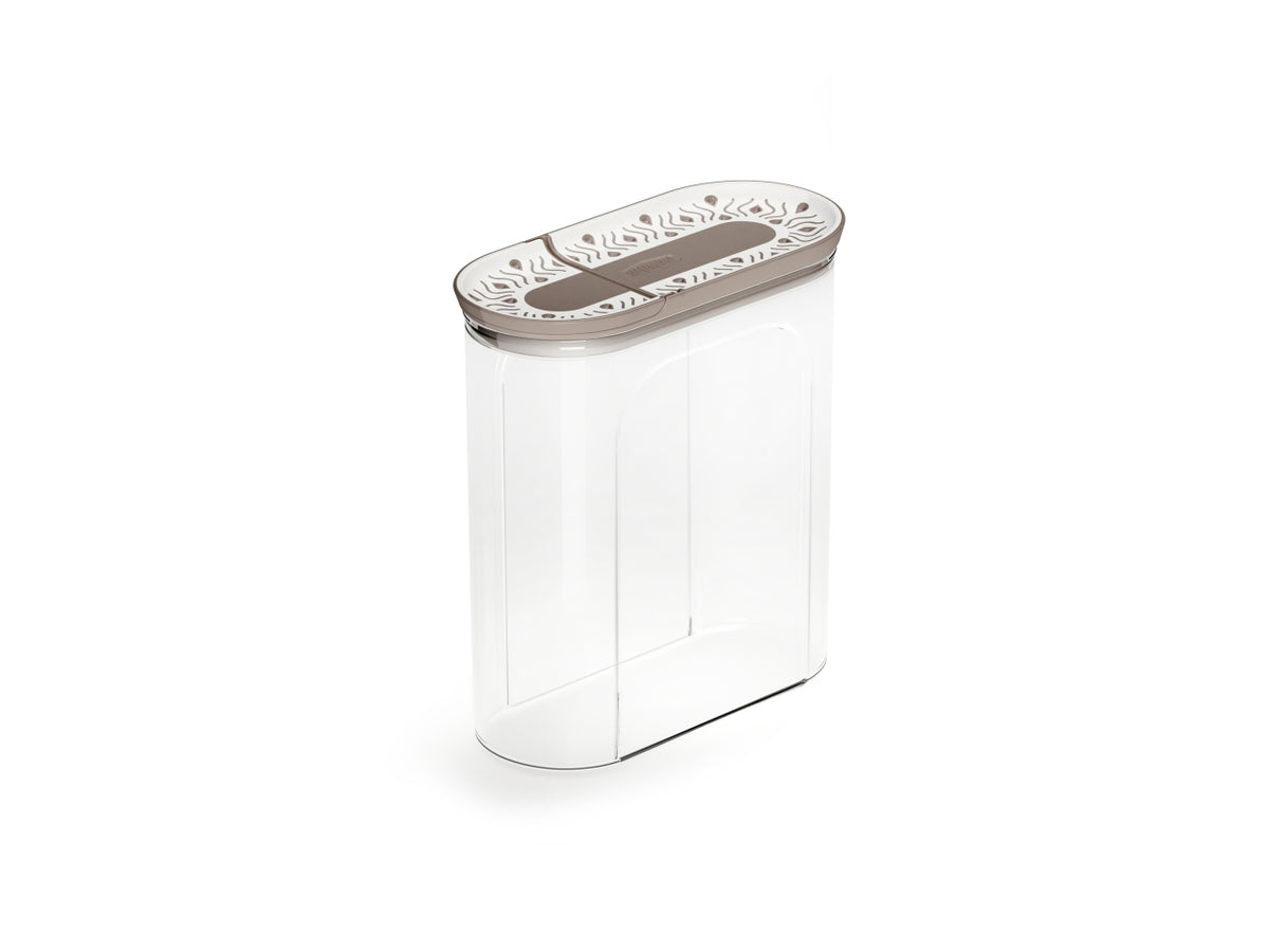 Barattolo portacereali Tosca 2l 55010  in plastica stile moderno - bianco e tortora - senza BPA - chiusura ermetica - Stefanplast