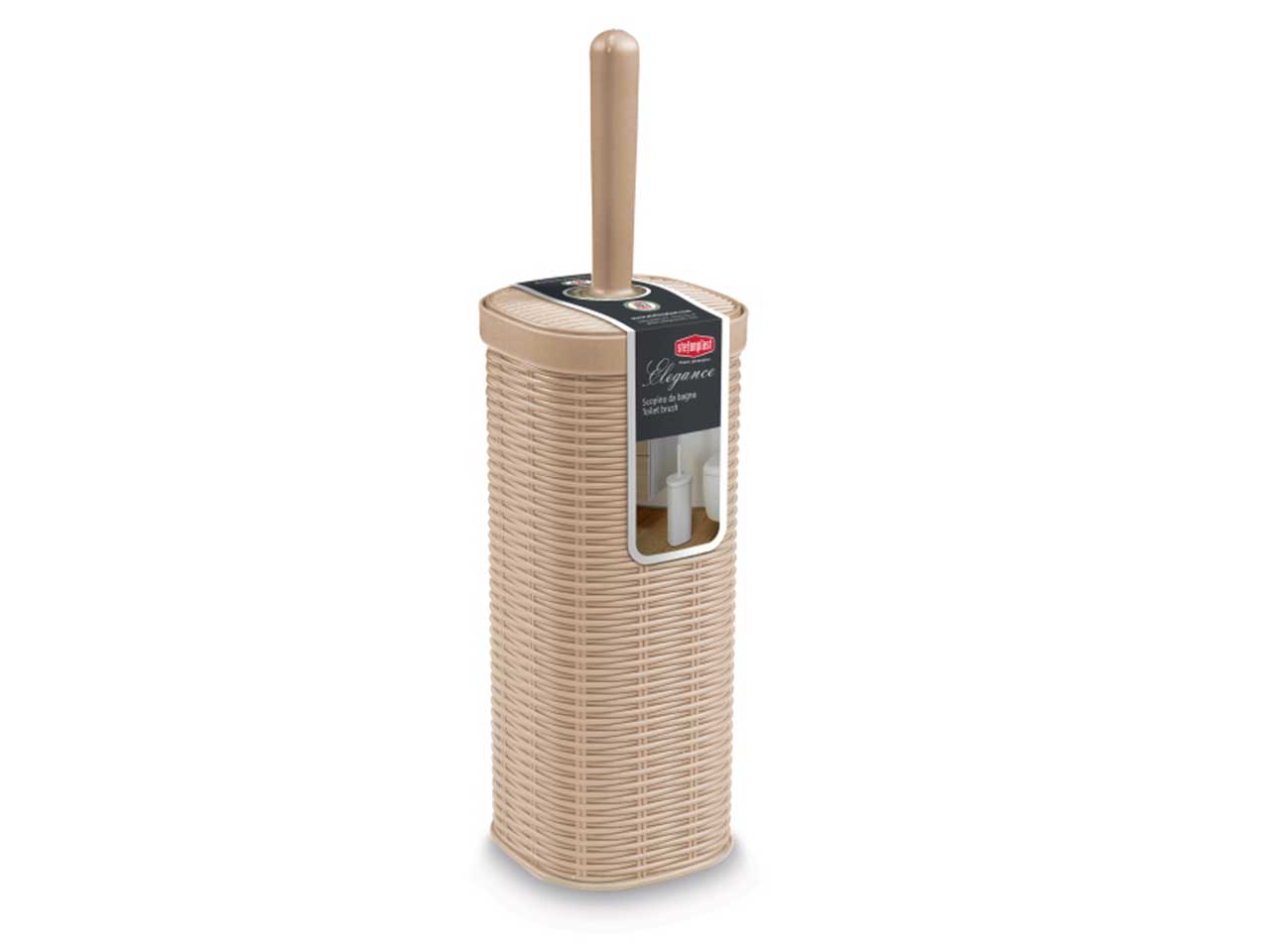 Scopino bagno Elegance beige in plastica 30724 - 11,5x11,5x40 cm Stefanplast