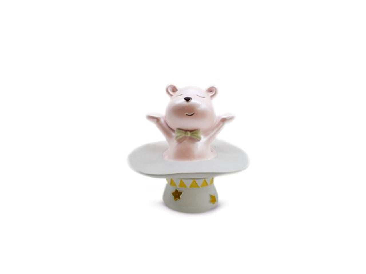 Statua bomboniera nascita bimba orsetto nel cilidro in resina 8x8cm - Sud Import