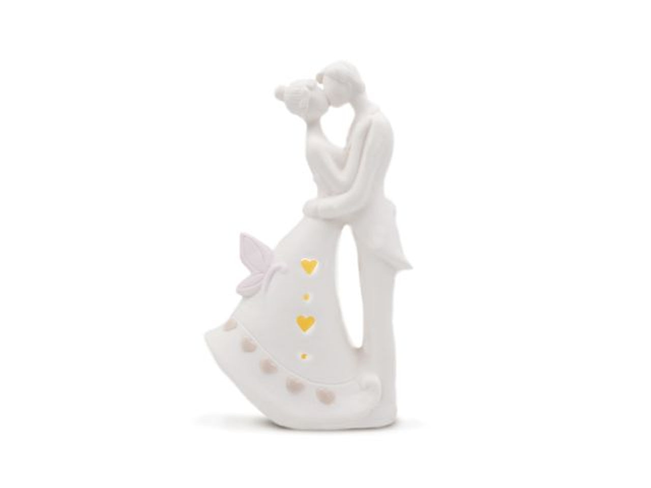 Statuine bomboniera coppia sposi porcellana ruvida bianco con luce - 19cm - Sud Import