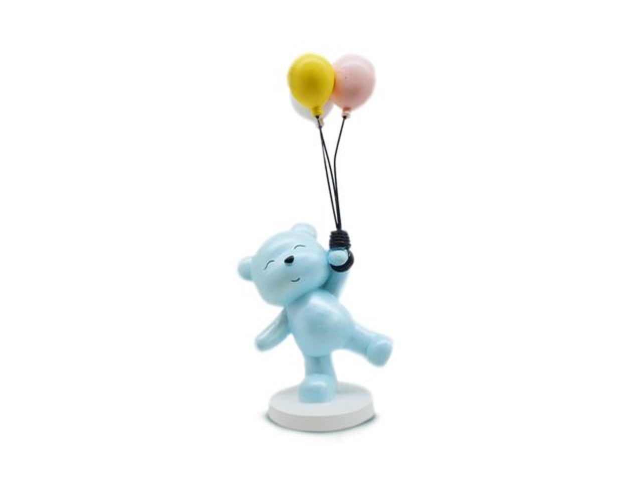 Statuina bomboniera nascita bimbo orsetto con palloncini in resina - 10x16 cm - Sud Import