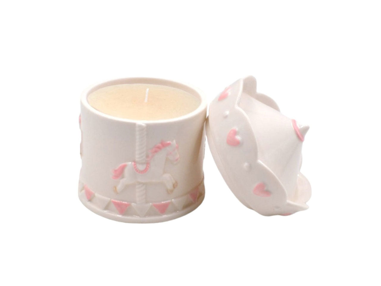 Scatola candela ceramica rosa 10x12cm