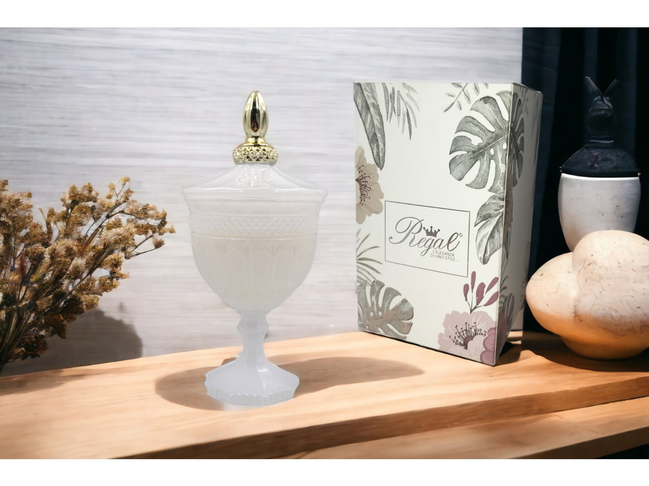 Candela vetro bianco 12x24cm