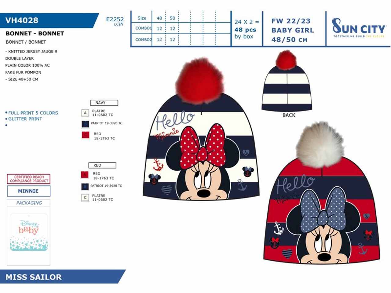 Minnie cappello taglia 48-50 100% acrilico$