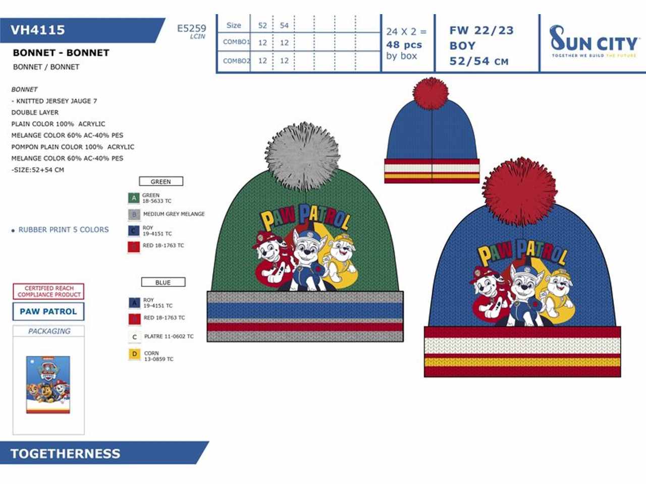 Paw patrol cappello 100% acrilico taglia 52-54$