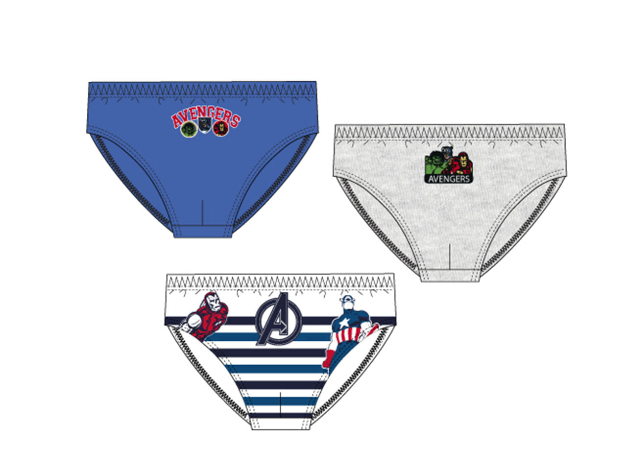 Avengers set 3 slip 4-10anni