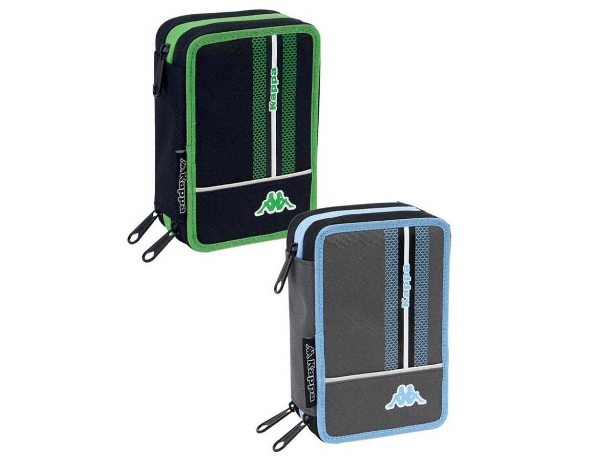 Astuccio 3 zip Kappa completo di accessori in colori assortiti, 20x12,5x7 cm$
