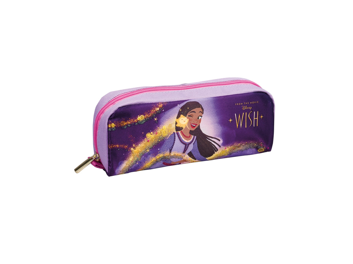 Astuccio bustina scuola Wish con finitura scintillante e chiusura a zip, 22x9x5,5 cm - Seven$
