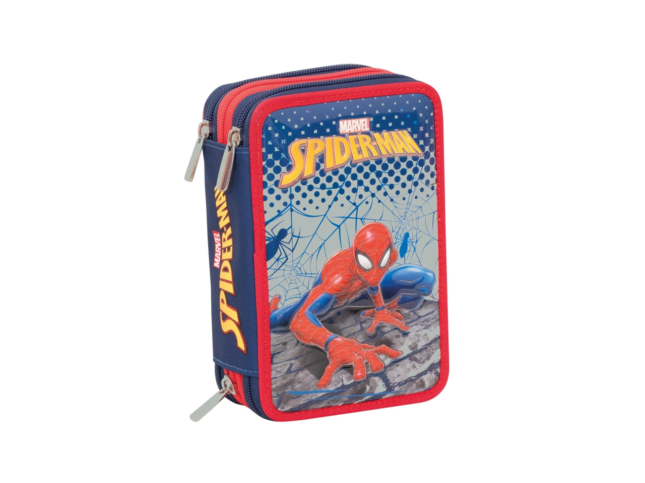 Astuccio a 3 scomparti Spiderman con stampa sagomata e 44 accessori, 12,5x19,7x7 cm - Seven$