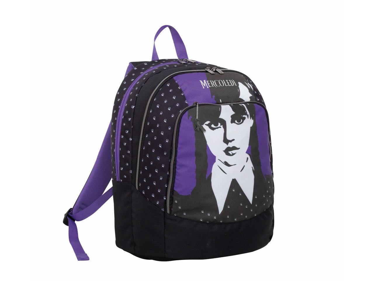 Zaino scuola MercoledÃ¬ con doppio scomparto, schienale preformato e spallacci imbottiti, 31x43x21 cm - Seven$