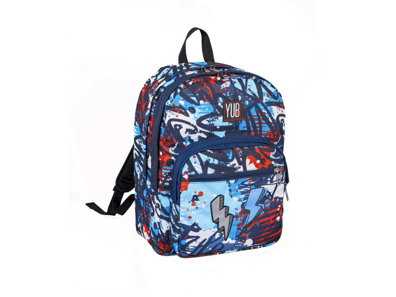 Zaino scuola Yub Street Doodles doppio scomparto e tasca laterale porta borraccia, assortiti 28 lt  - Seven$