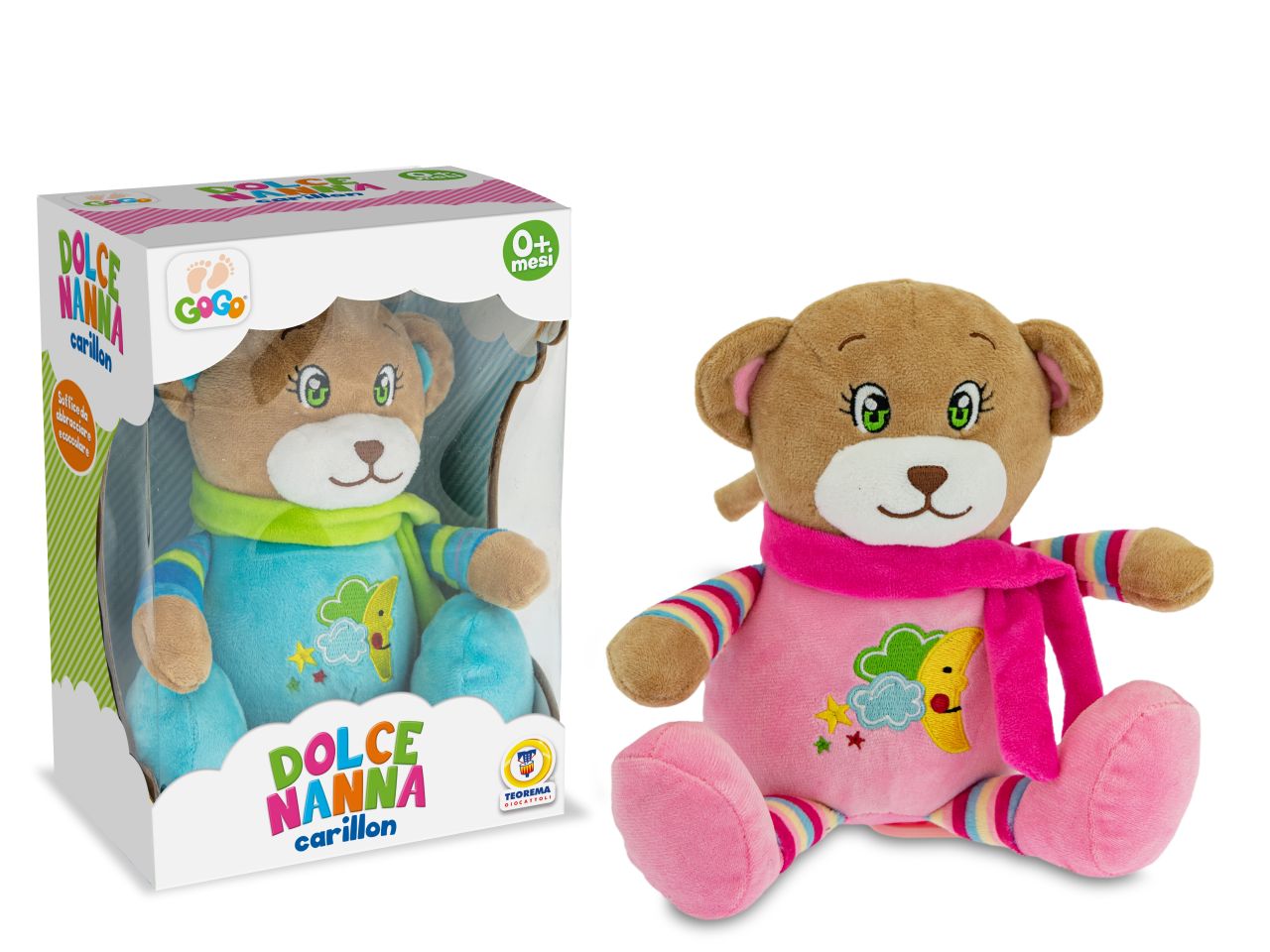 Gogo - carillon orsetto con sciarpa 18cm in 2 colori assortiti