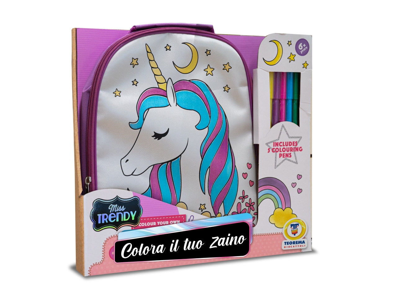 Plastiart - zaino unicorno con pennarelli