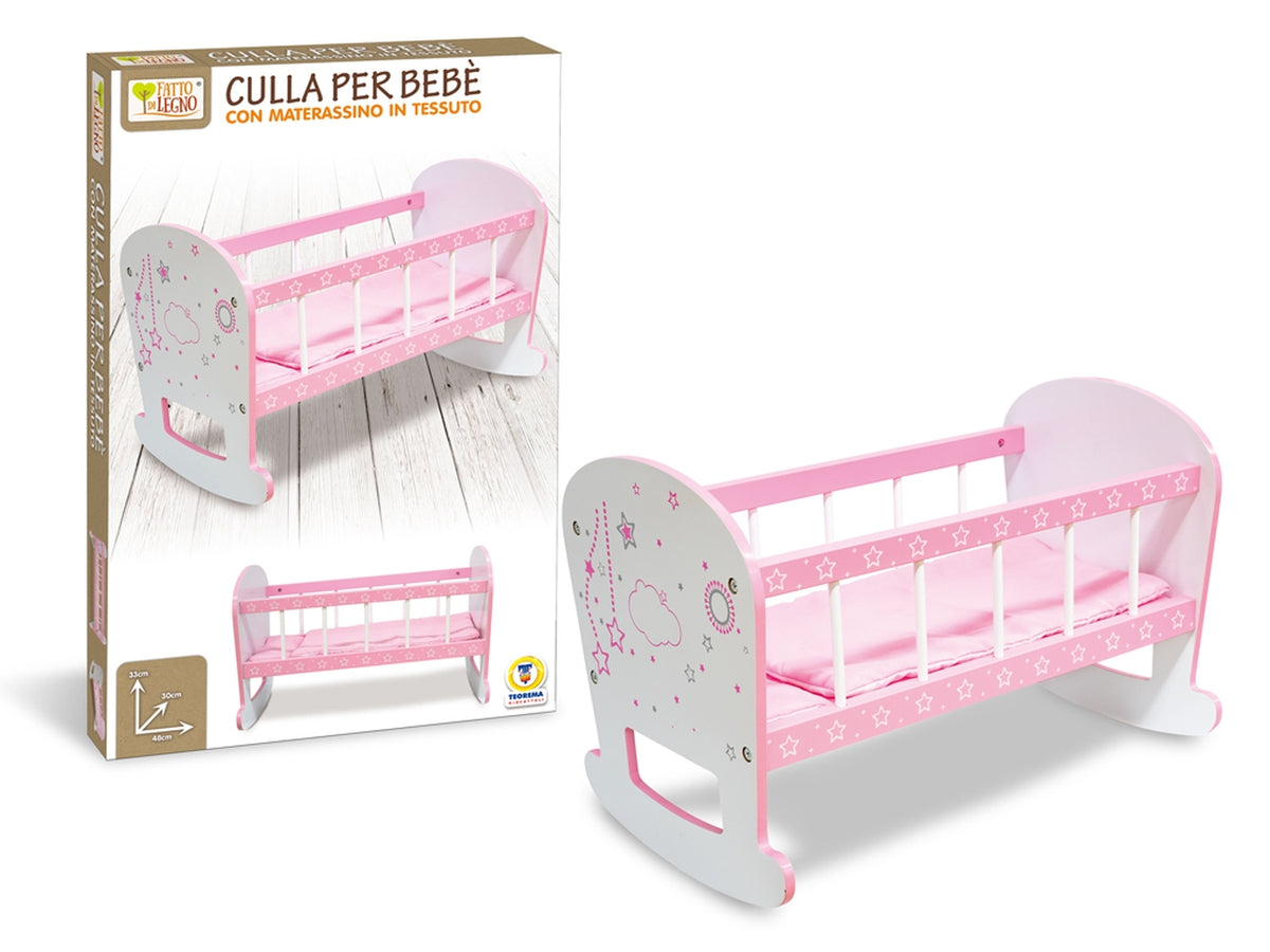 Fatto di legno, letto per bebe' in legno 48x30xh.33cm