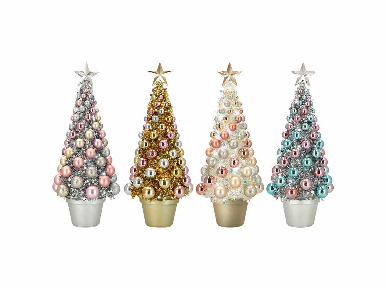 Alberello di natale 21,5x20x50,5cm argento con led multicolor con funzionamento a batteria