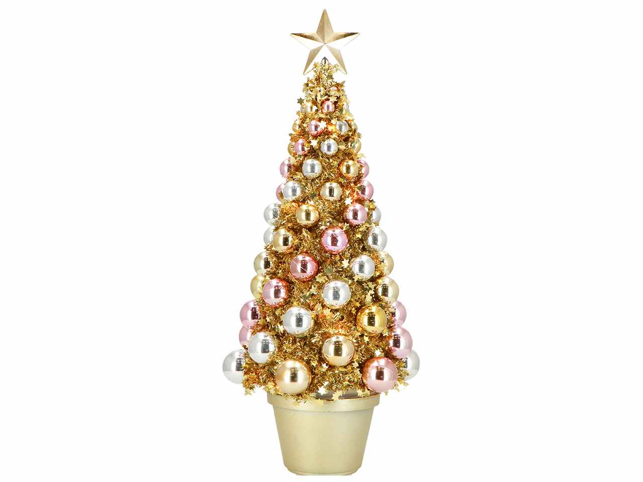 Alberello di natale 21,5x20x50,5cm argento con led multicolor con funzionamento a batteria