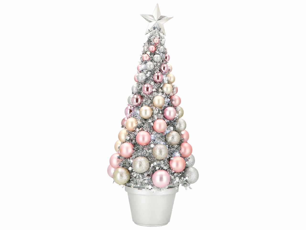 Alberello di natale 21,5x20x50,5cm argento con led multicolor con funzionamento a batteria