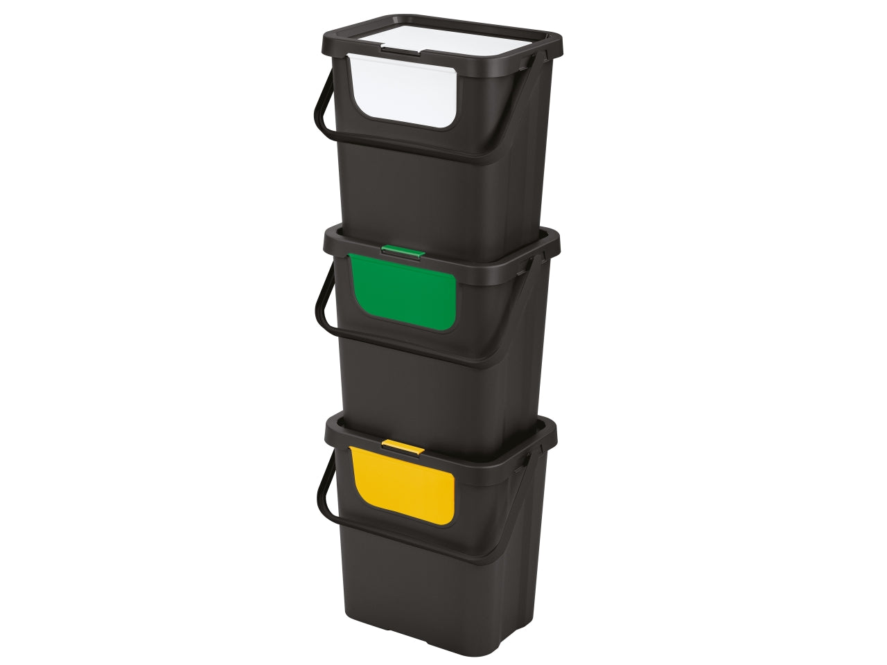 Set 3 pattumiere per differenziata impilabile in plastica 24 lt, 38,2x27,7xh37 cm - Tontarelli $
