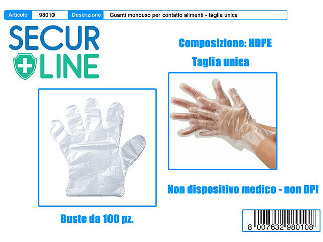 Guanti alimenti 100 pezzi 98010 $