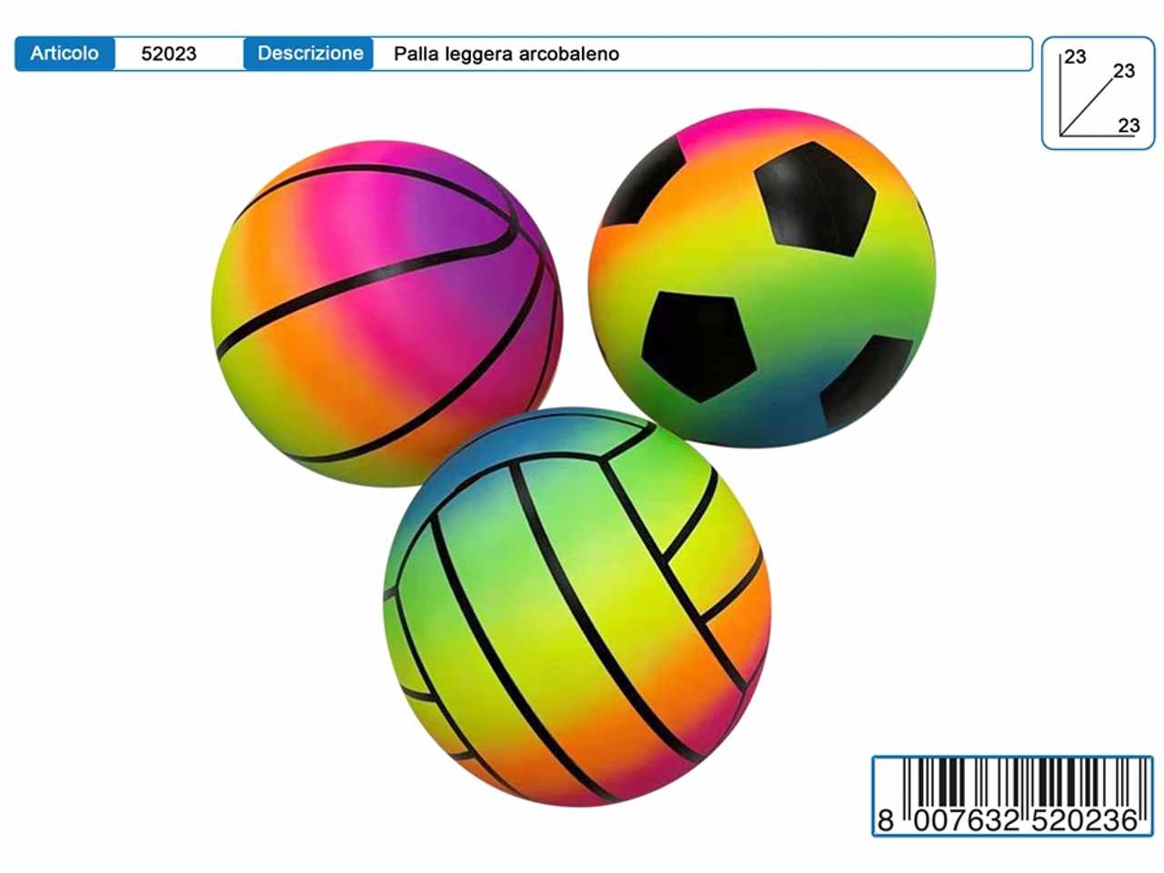 Palla rainbow 23cm 120gr