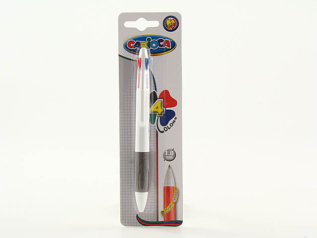 Penna a sfera automatica, punta media, 4 colori in uno carioca assortiti 1 mm