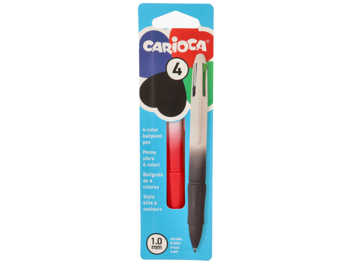 Penna a sfera automatica, punta media, 4 colori in uno carioca assortiti 1 mm