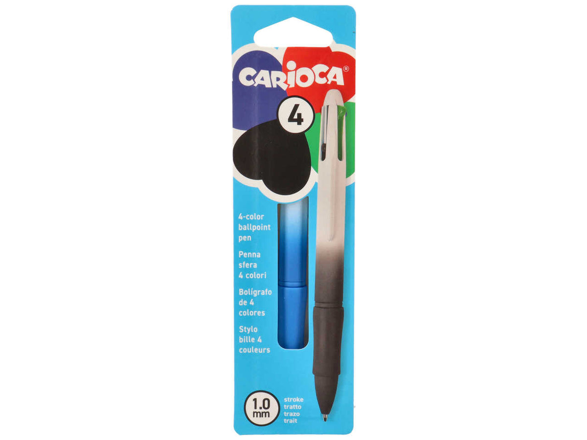 Penna a sfera automatica, punta media, 4 colori in uno carioca assortiti 1 mm