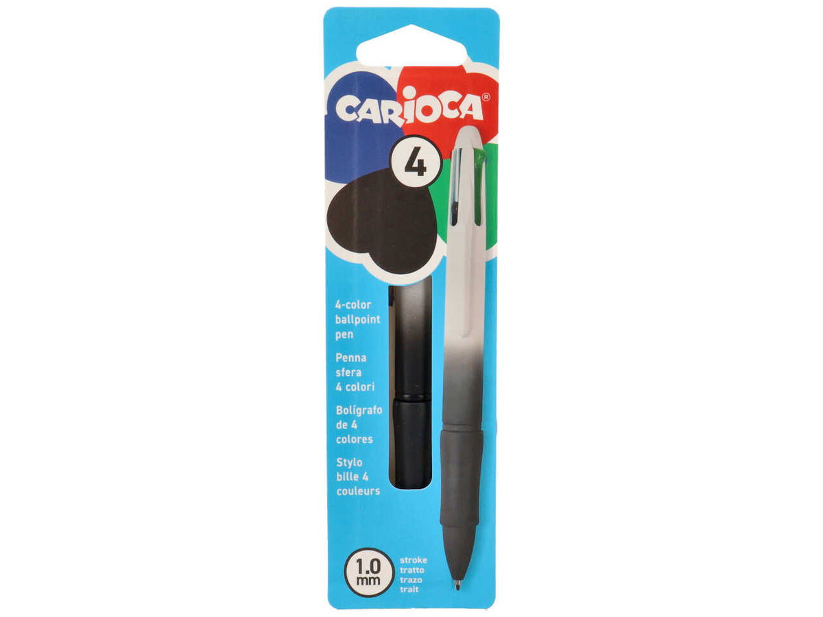 Penna a sfera automatica, punta media, 4 colori in uno carioca assortiti 1 mm