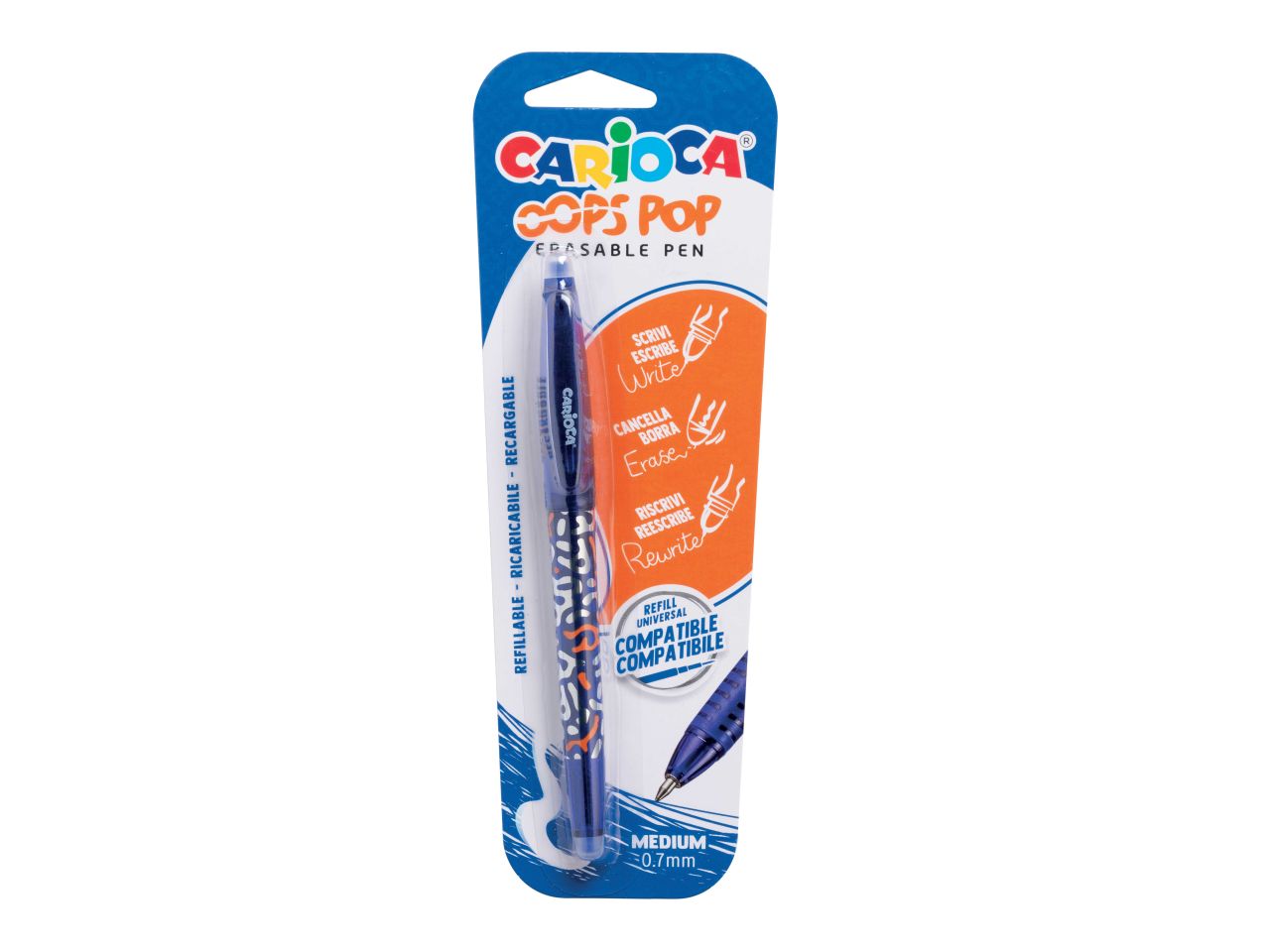 Carioca oops pop penna cancellabile e ricaricabile blue