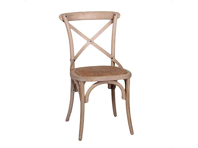 Sedia da pranzo in legno rustica naturale, bistrot con seduta impagliata - 51x55x89 cm - Vacchetti