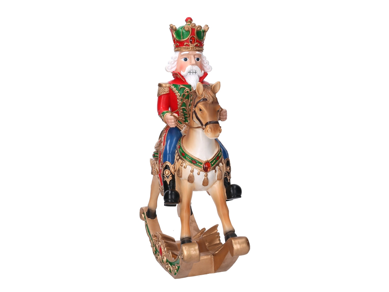 Schiaccianoci 39cm in resina con cavallo a dondolo