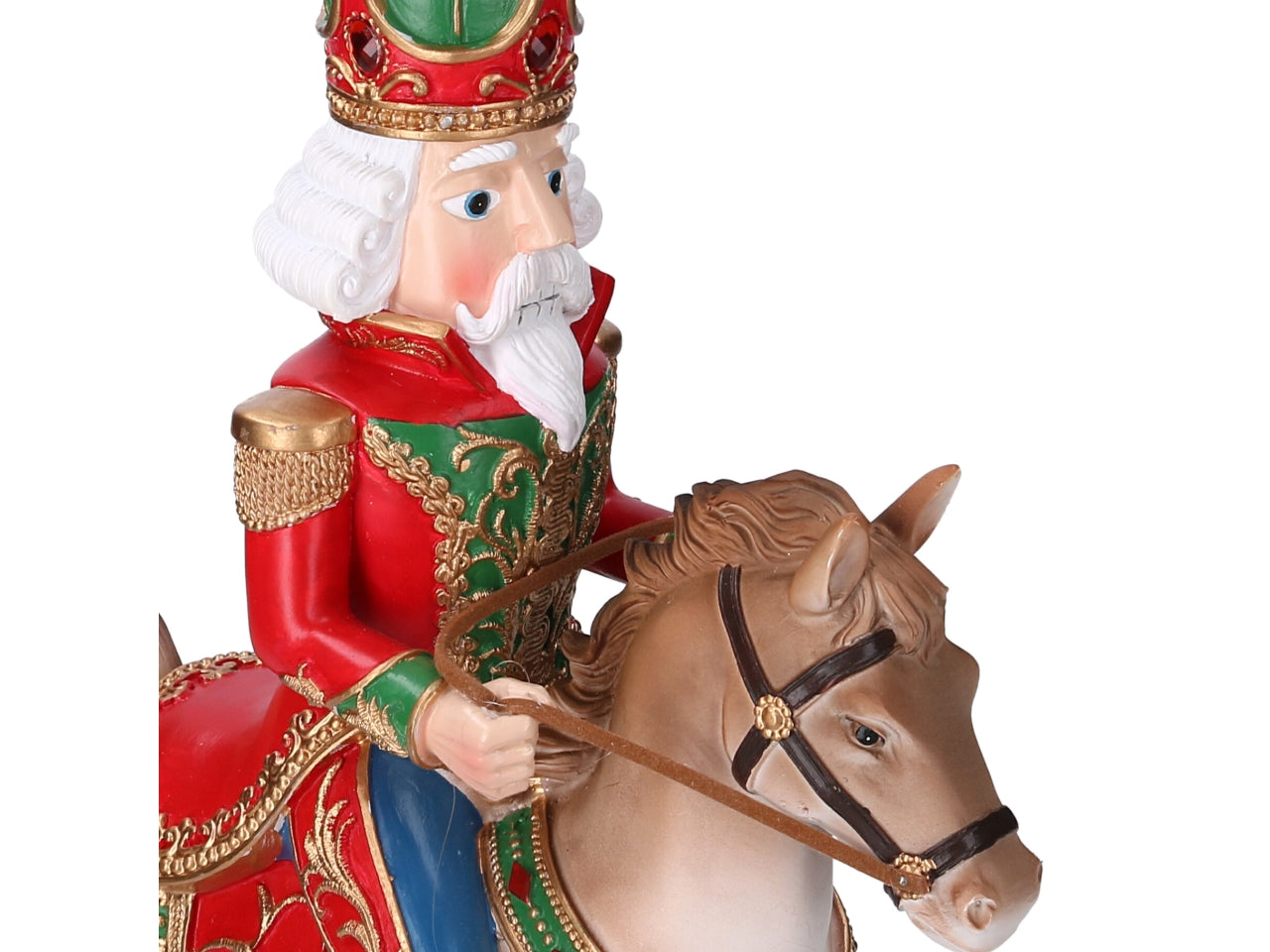 Schiaccianoci 39cm in resina con cavallo a dondolo