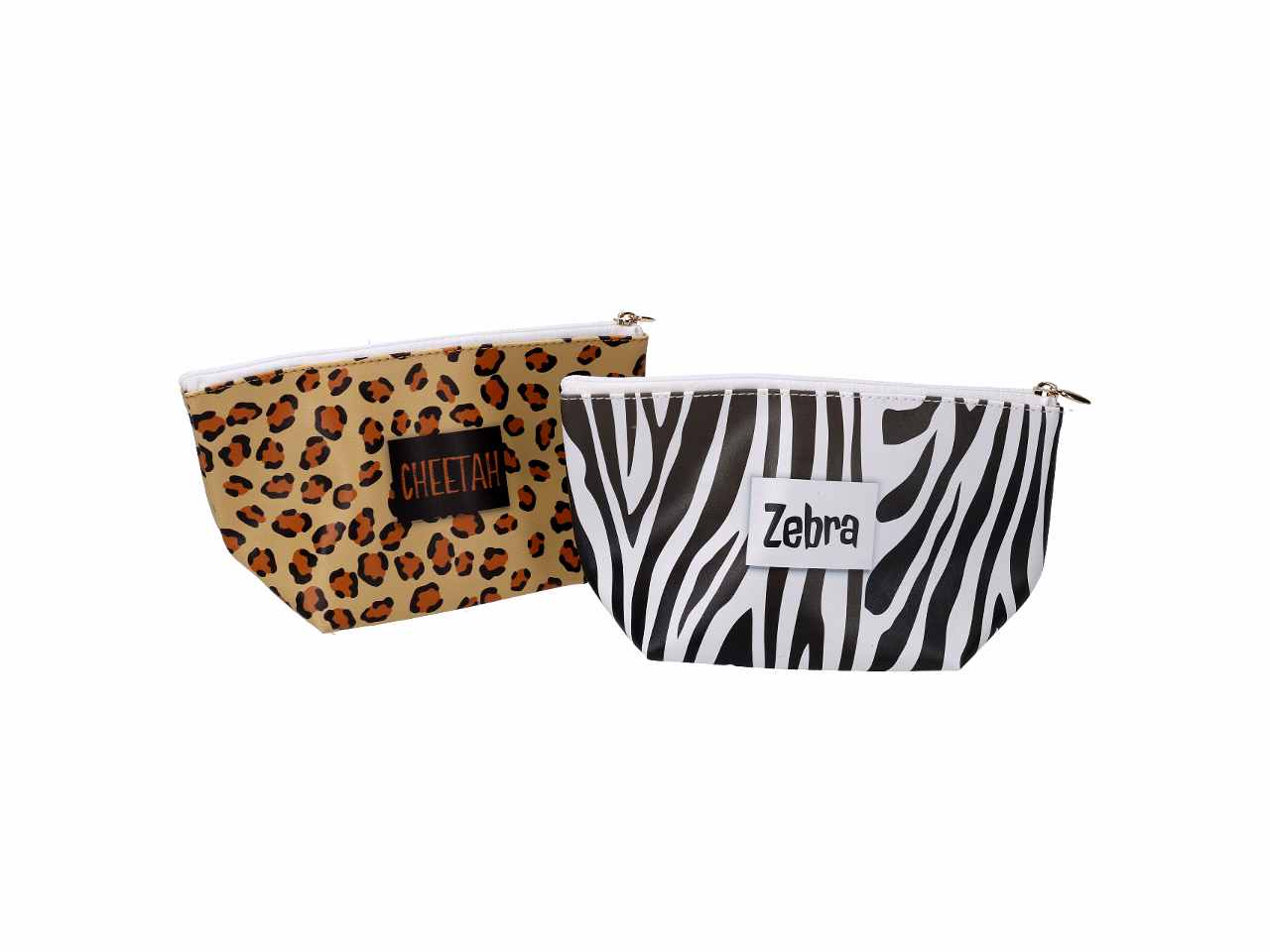 Beauty in ecopelle con zip decoro animali rettangolare 2 assortimenti cm11x19h1