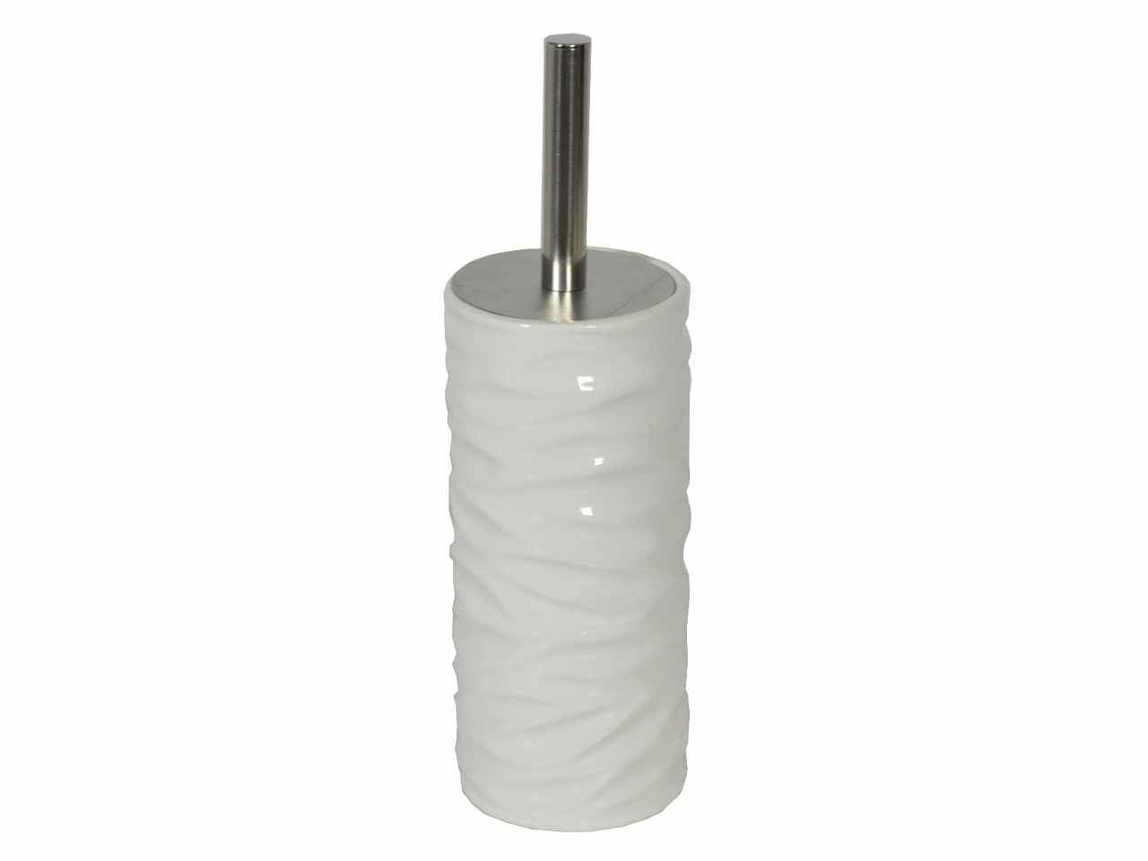 Portascopino in ceramica bianco onde tondo cm10h24/34