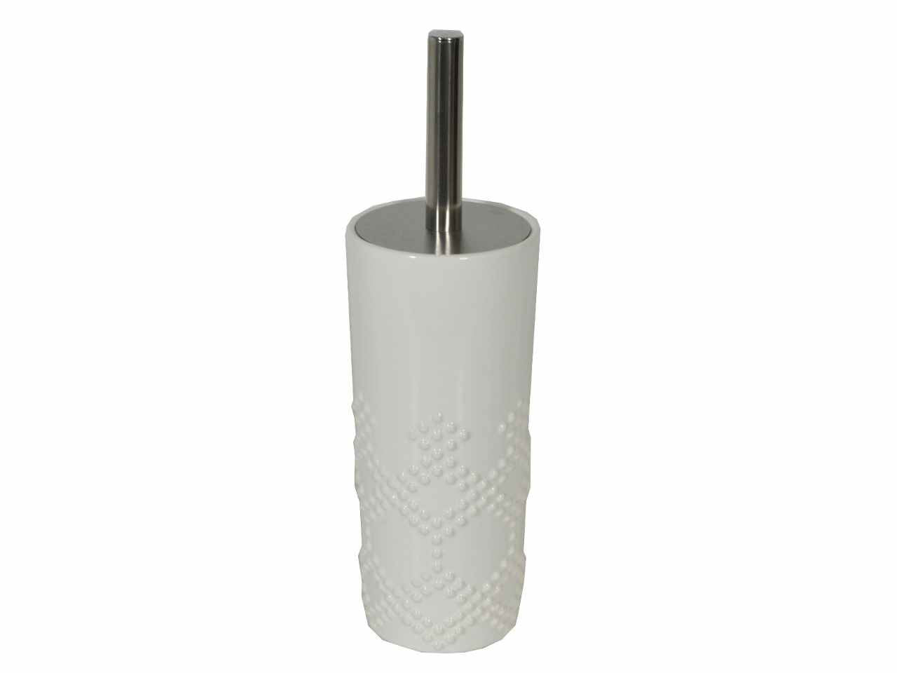Portascopino in ceramica bianco puntini tondo cm10h24/34