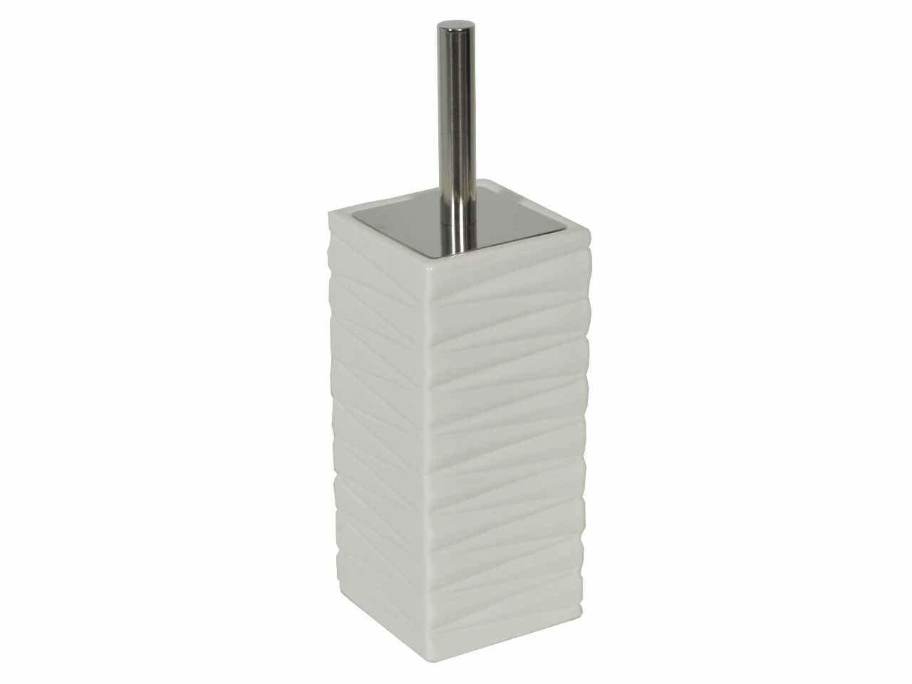 Portascopino in ceramica bianco zigzag quadro cm10x10h24/34