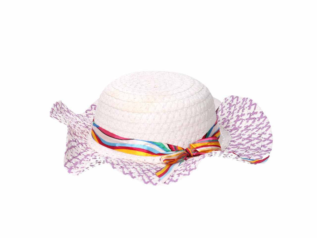Cappello per bimba d.50x52cm con fiocco a righe in 5 colori assortiti $