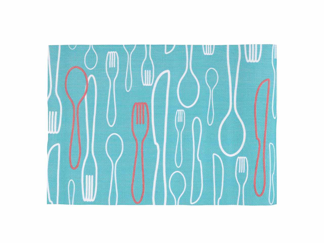 Tovaglietta in plastica confezione da 4 pezzi assortiti con disegno posate 45x30cm