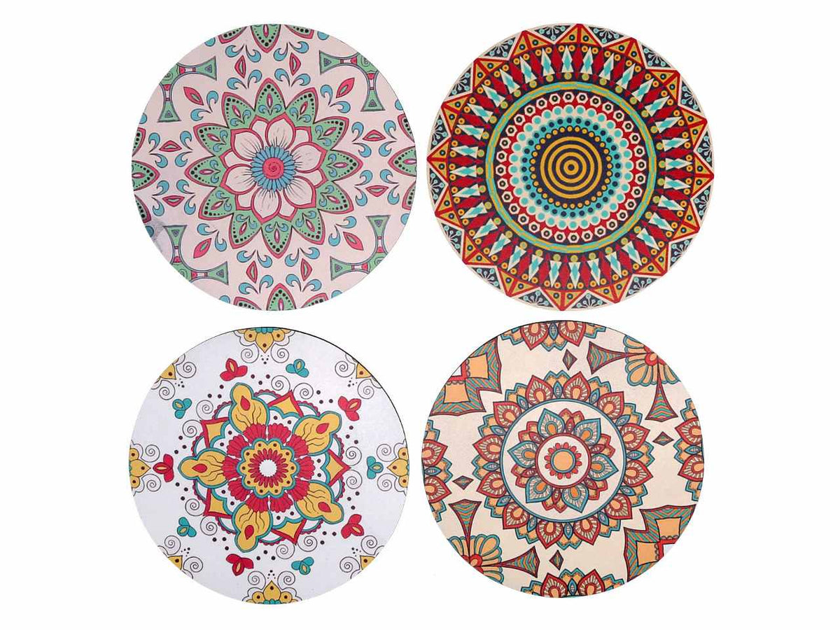 Mattonella in legno in confezione da 4 pezzi assortiti colore crema forma rotonda d.20x0,5cm