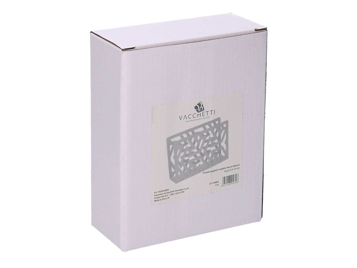 Portatovaglioli in metallo frecce colore bianco rettangolare cm14,5x4xh10
