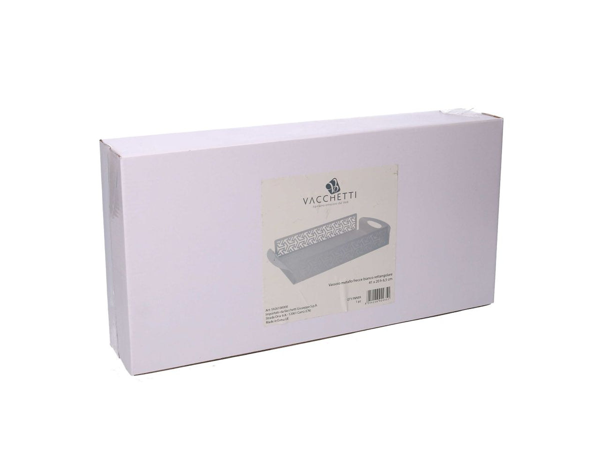 Vassoio in metallo frecce bianco rettangola re cm41x20h6,5