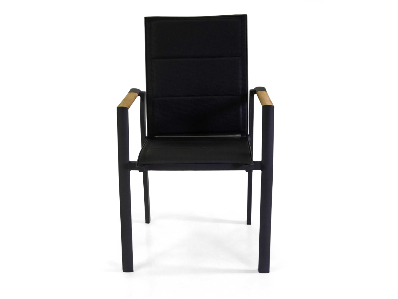 Sedia da esterno in alluminio antracite e teak moderna, Rachel - Vacchetti