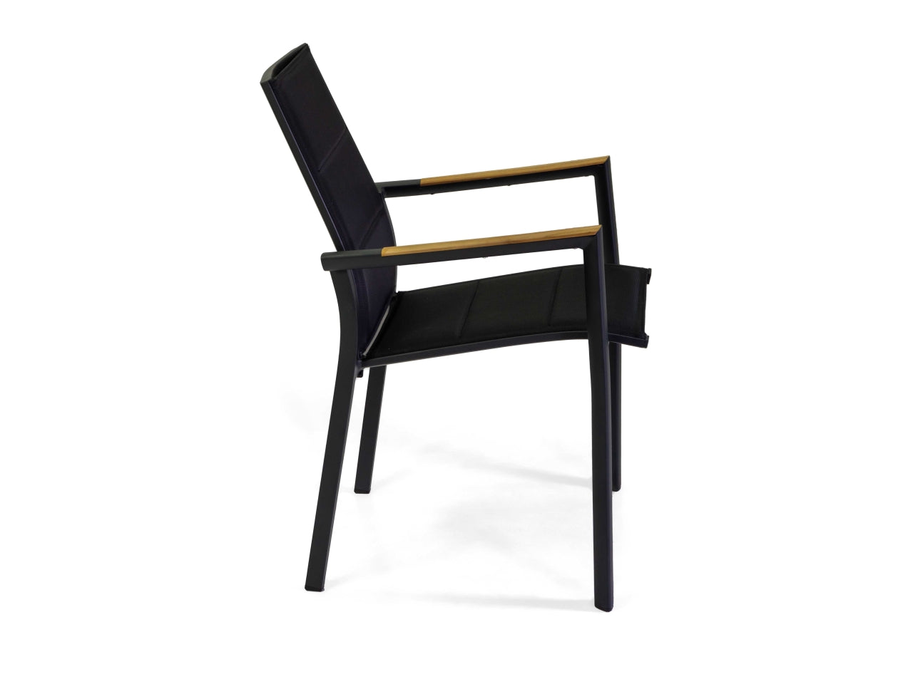 Sedia da esterno in alluminio antracite e teak moderna, Rachel - Vacchetti