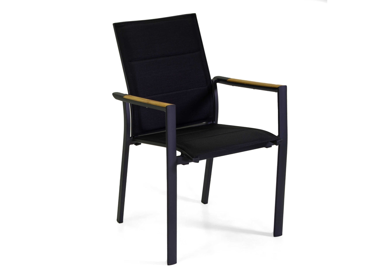 Sedia da esterno in alluminio antracite e teak moderna, Rachel - Vacchetti