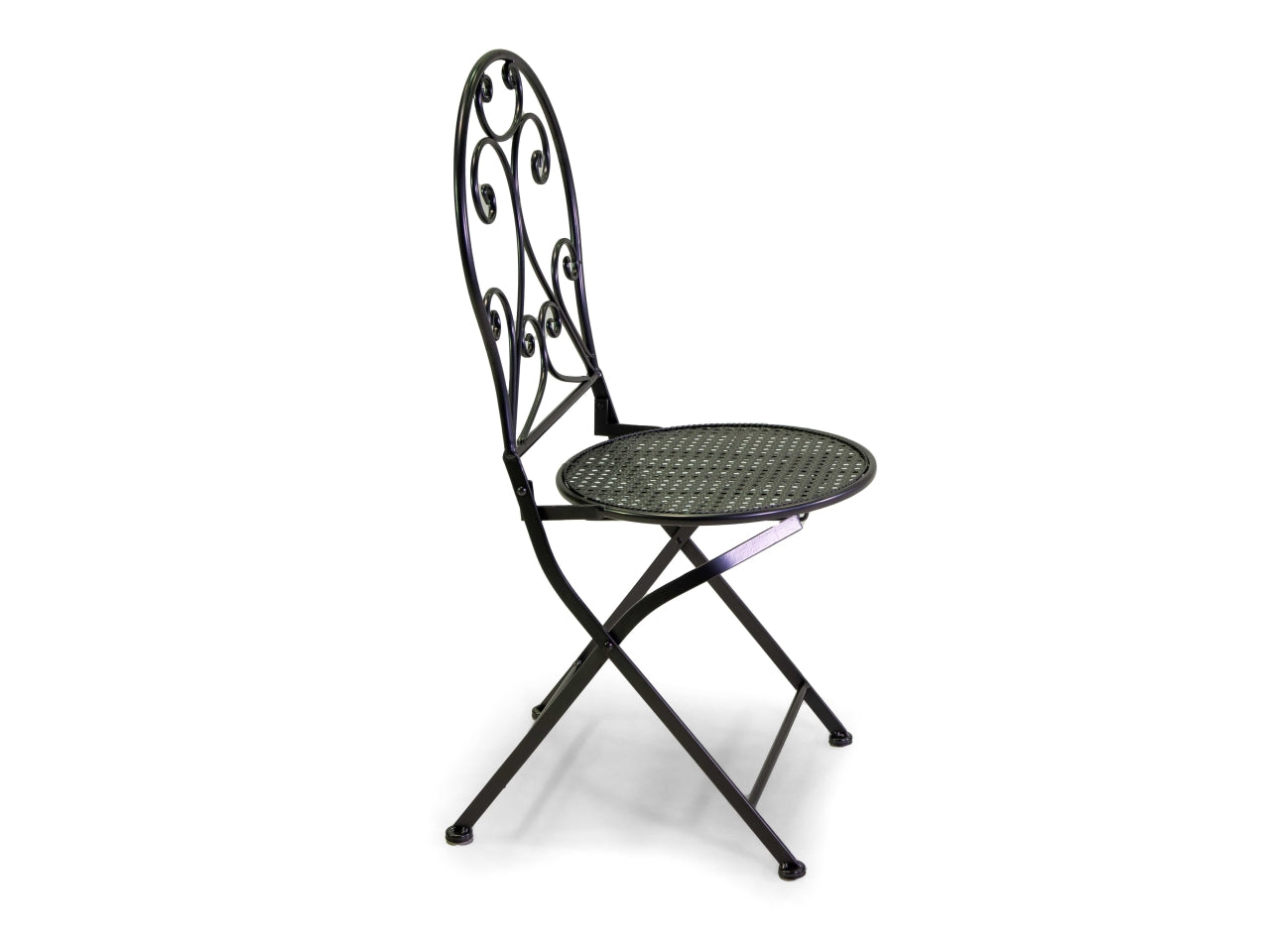 Tavolo in metallo leila colore antracite tondo con 2 sedie d.60xh.71cm