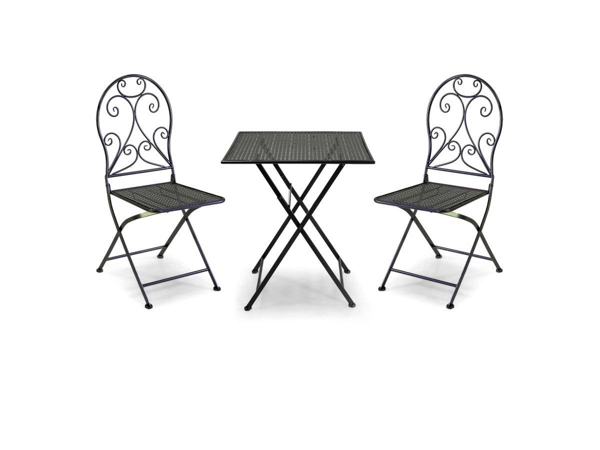 Leila set tavolo in metallo con 2 sedie quadrato colore antracite 60x60xh.71cm