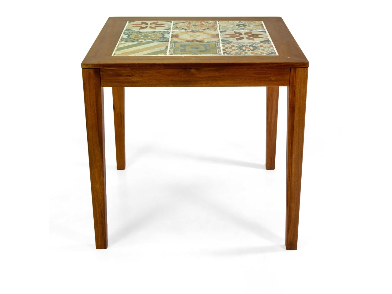 Tavolo in legno con mosaico miramar forma quadra 80x80xh.75cm