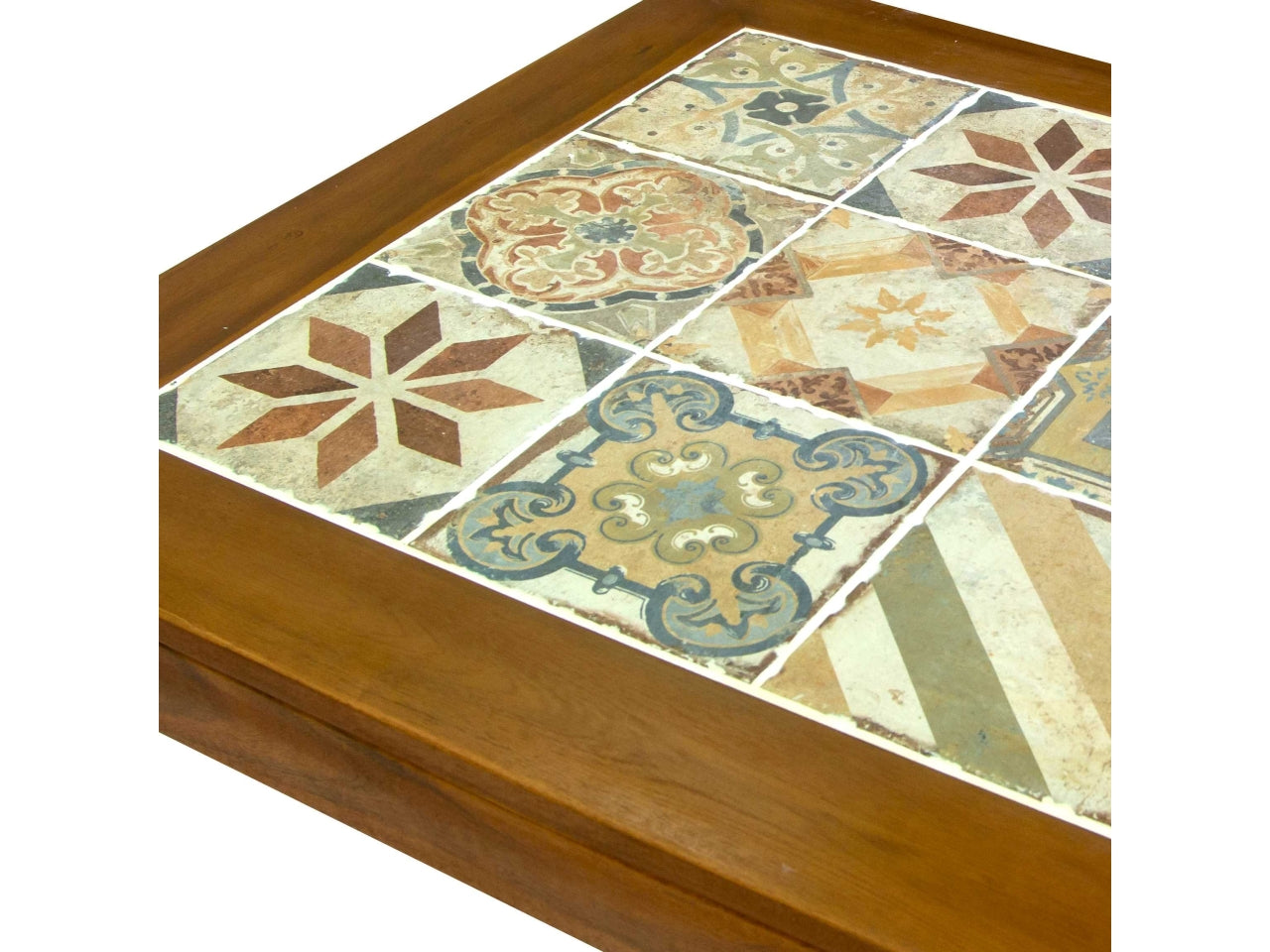 Tavolo in legno con mosaico miramar forma quadra 80x80xh.75cm