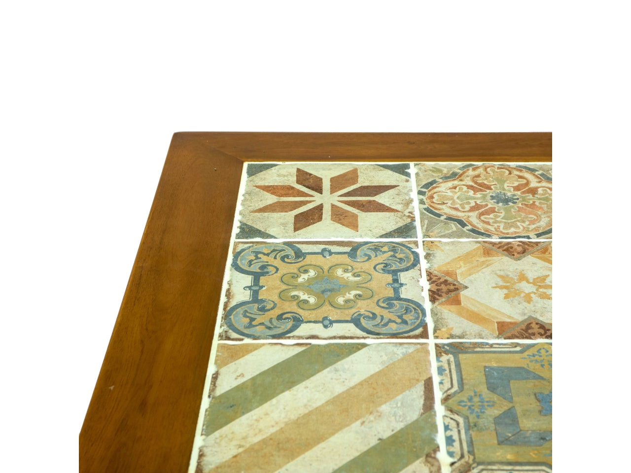 Tavolo in legno con mosaico miramar forma quadra 80x80xh.75cm