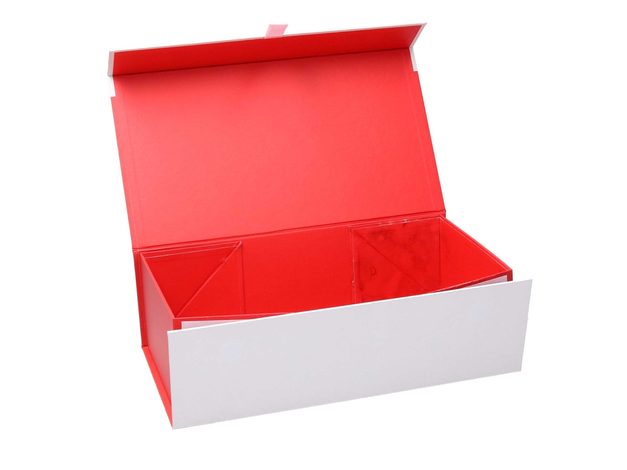 Scatola regalo natalizia in cartone rossa e bianca pieghevole 32x18x10 cm - Vacchetti